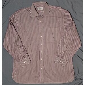 Ben Silver Shirt Mens Large Striped Button Up 17.5-34 Dress Made‎ Canada